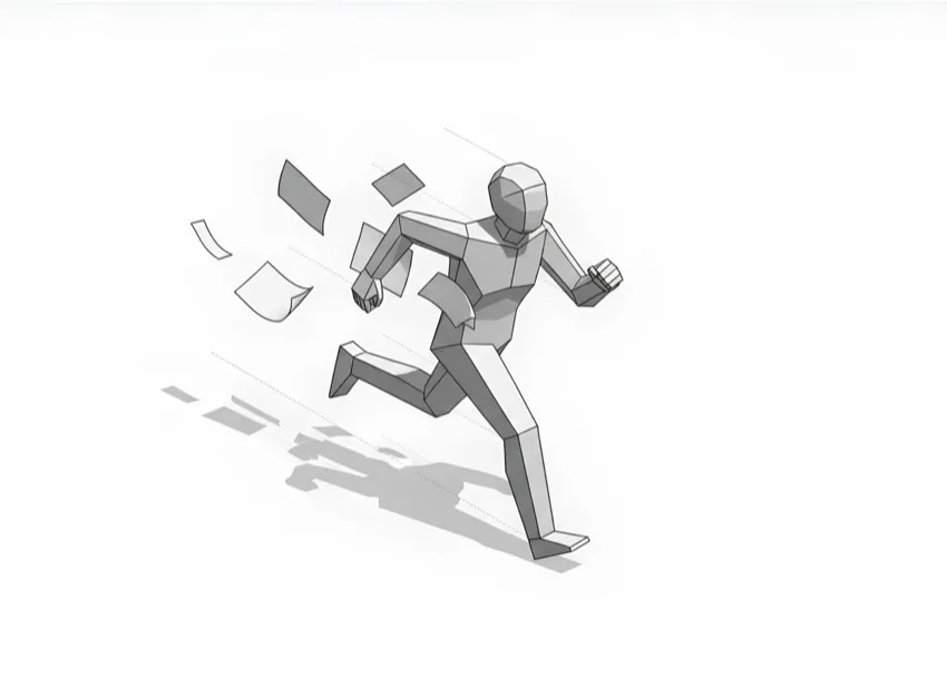 Робоча пам'ять — людина біжить з паперами